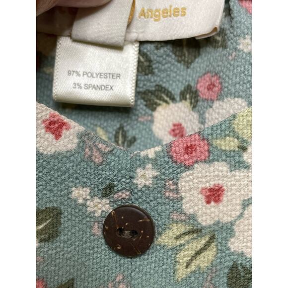 Monteau‎ Los Angeles Ditsy Floral Print Smocked Cropped Top Blouse Romantic S - Picture 4 of 6